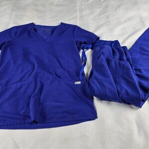 Figs Women's Blue Scrub Set Casma Top Kade Cargo Bottom Size XS FW100 - T21004